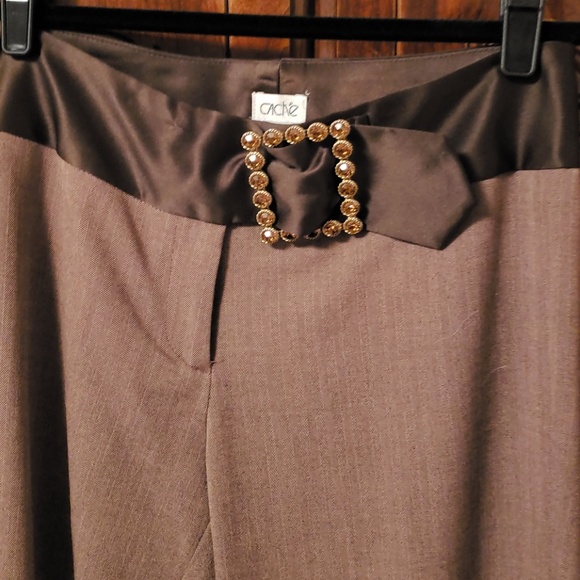 Cache Pants Size 2 with Satin & Rhinestone Belt 2 - Picture 3 of 3